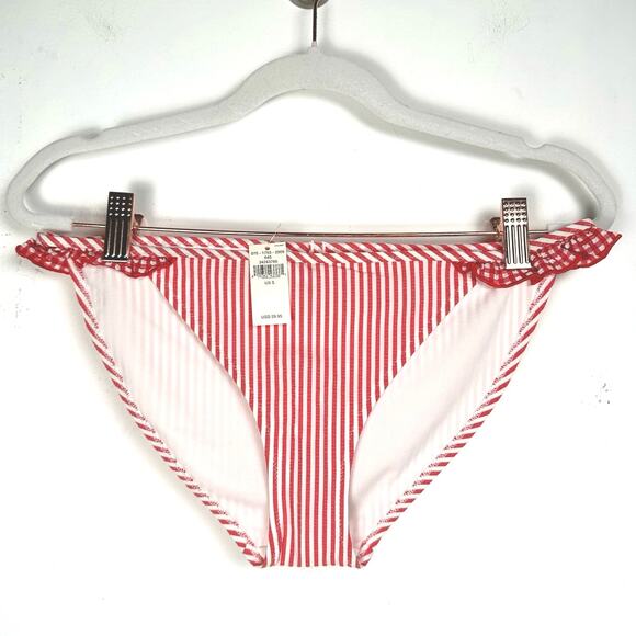 NWT aerie Striped Ruffle Trim Romantic Retro 50s Full Coverage Bikini Bottom - Picture 1 of 9